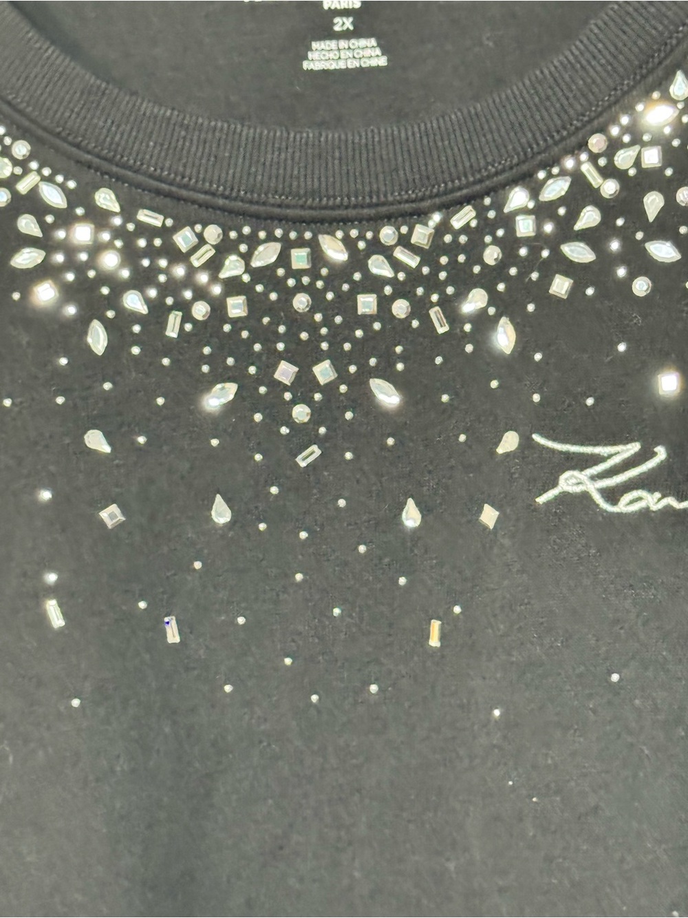 Karl Lagerfeld Black Sweatshirt with Silver Speckle Yoke - Picture 7 of 9
